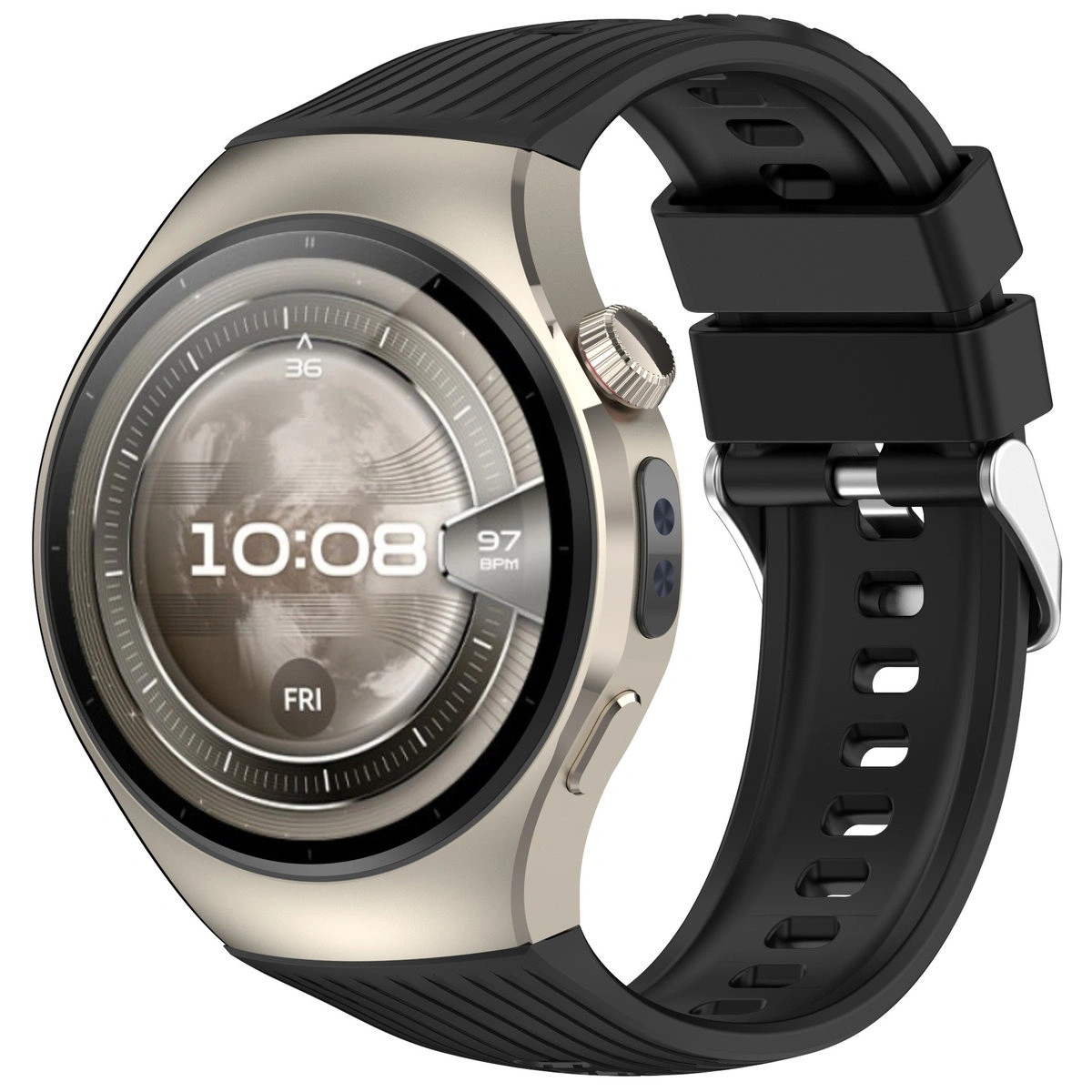 Silikonowy pasek Bizon Strap Watch Silicone T do Huawei Watch 5 46 mm, czarny
